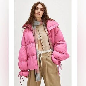 Free People Pink Quilted Jacket